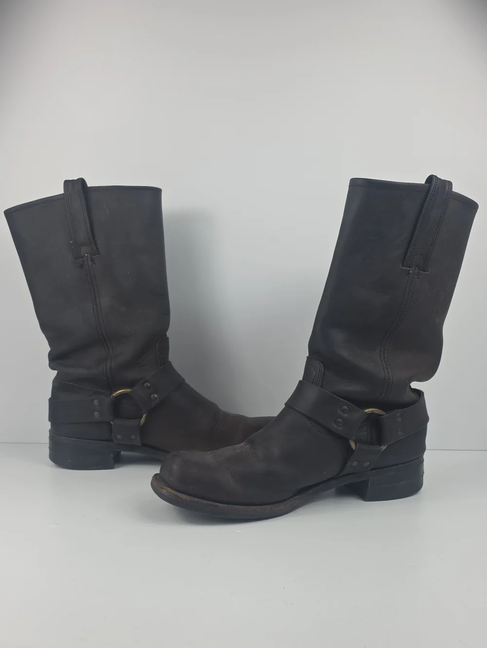 Frye Harness 12R Brown Leather Motorcycle Men's Boots.